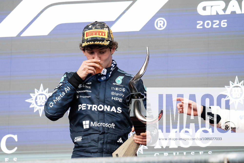 Kimi Antonelli (12) with Mercedes-AMG Petronas F1 Team, celebrates first place championship race win at the Formula 1 MSC Cruises United States Grand Prix, Circuit of the Americas. Austin, Texas. CSM Formula One 2026: Formula 1 MSC Cruises United States Grand Prix OCT 25 - ZUMAc04_ 20261025_faf_c04_010