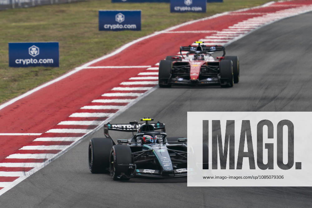 Italian Formula One driver Andrea Kimi Antonelli of Mercedes-AMG Petronas and British Formula One driver Lewis Hamilton of Scuderia Ferrari battle during the Formula One United States Grand Prix at the Circuit of the Americas in Austin, Texas on Sunday, October 25, 2026. AUS2026102574 GREGxNASH