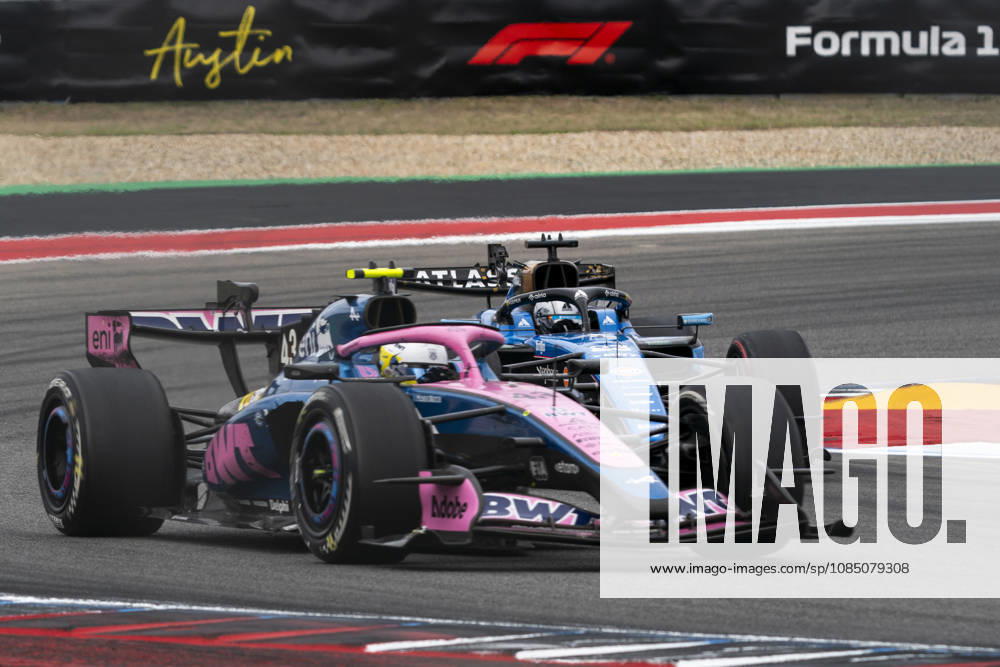 Argentine Formula One driver Franco Colapinto of Alpine F1 Team and Thai Formula One driver Alex Albon of Williams Racing battle during the Formula One United States Grand Prix at the Circuit of the Americas in Austin, Texas on Sunday, October 25, 2026. AUS2026102579 GREGxNASH