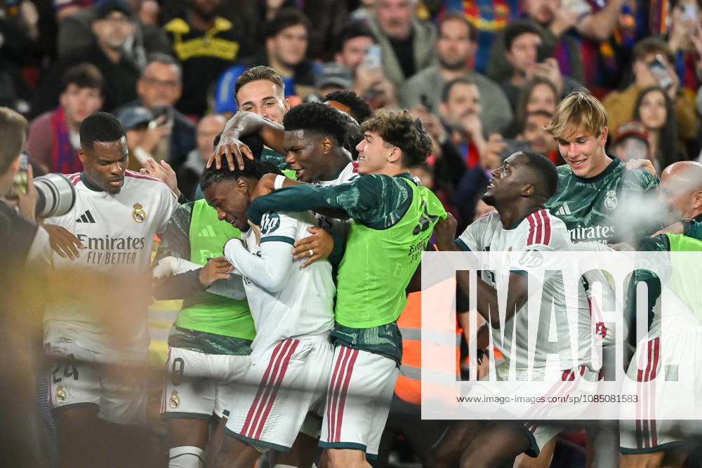 FC Barcelona, Barca v REAL MADRID EL CLASICO SPOTIFY CAMP NOU. BARCELONA October 25,2026 FC BARCELONA vs REAL MADRID OCTOBER 25 ,2026 Camavinga (6) of Real Madrid celebrates with teammates the Mbappe second goal during the match between FC Barcelona and Real Madrid (El Clasico) corresponding to the teth day of La Liga EA Sports at at Spotify Camp Nou in Barcelona, Spain. Barcelona ESP