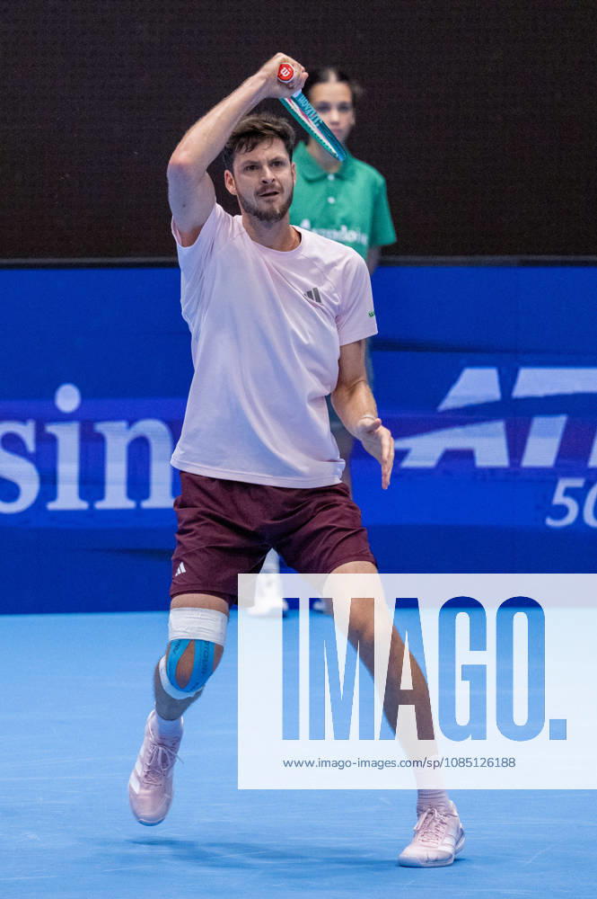 BASEL, SWITZERLAND, OCTOBER 27 Hubert Hurkacz of Poland hits a forehand against Zizou Bergs of Belgium during Day 4 of the Swiss Indoors Basel at St. Jakobshalle on October 27, 2026, in Basel, Switzerland