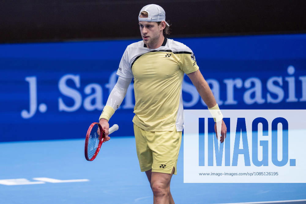 BASEL, SWITZERLAND, OCTOBER 27: Zizou Bergs of Belgium during Day 4 of the Swiss Indoors Basel at St. Jakobshalle on October 27, 2026, in Basel, Switzerland