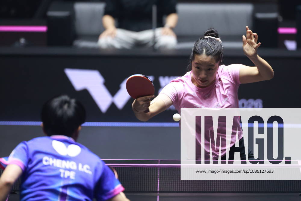 2026 WTT Champions Montpellier : Day 1 Shin Yubin of South Korea competes against Cheng I-Ching of Chinese Taipei during the Women s Singles round of 32 match on day one of the WTT Champions Montpellier 2026 at Sud de France ARENA in Montpellier, France, on October 27, 2026. Montpellier France