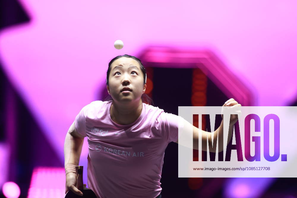 2026 WTT Champions Montpellier : Day 1 Shin Yubin of South Korea competes against Cheng I-Ching of Chinese Taipei during the Women s Singles round of 32 match on day one of the WTT Champions Montpellier 2026 at Sud de France ARENA in Montpellier, France, on October 27, 2026. Montpellier France