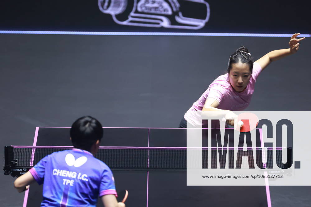 2026 WTT Champions Montpellier : Day 1 Shin Yubin of South Korea competes against Cheng I-Ching of Chinese Taipei during the Women s Singles round of 32 match on day one of the WTT Champions Montpellier 2026 at Sud de France ARENA in Montpellier, France, on October 27, 2026. Montpellier France