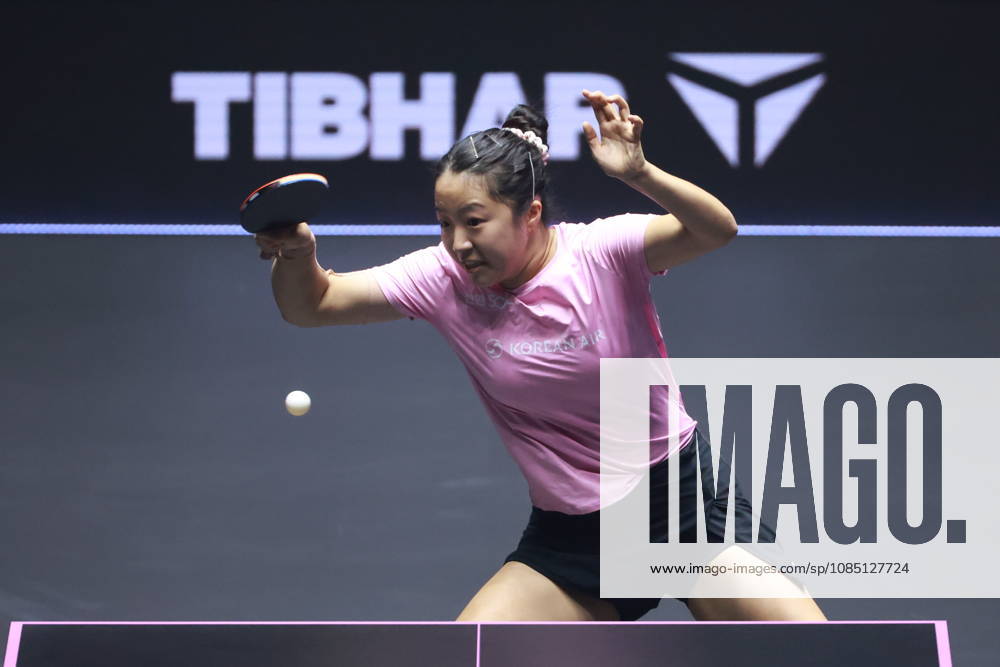 2026 WTT Champions Montpellier : Day 1 Shin Yubin of South Korea competes against Cheng I-Ching of Chinese Taipei during the Women s Singles round of 32 match on day one of the WTT Champions Montpellier 2026 at Sud de France ARENA in Montpellier, France, on October 27, 2026. Montpellier France