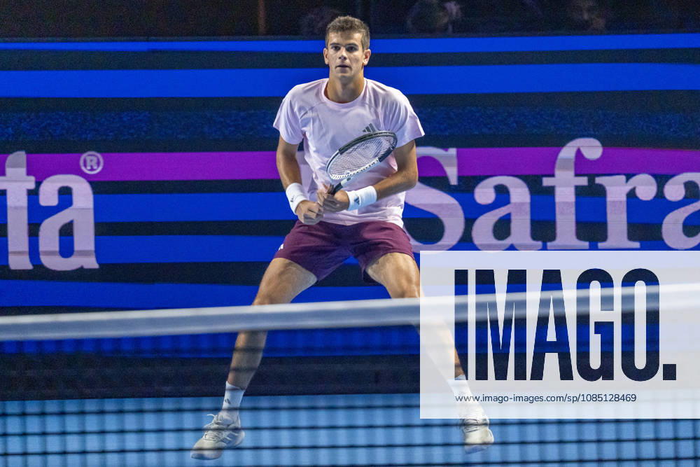 BASEL, SWITZERLAND, OCTOBER 27 Rafael Jodar of Spain in action during Day 4 of the Swiss Indoors Basel at St. Jakobshalle on October 27, 2026, in Basel, Switzerland