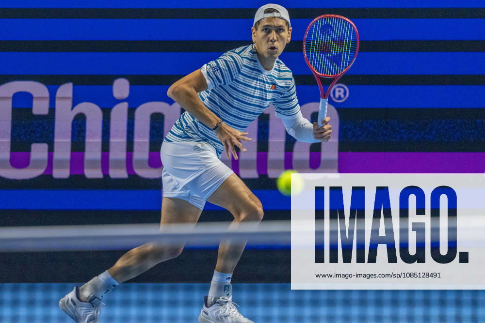 BASEL, SWITZERLAND, OCTOBER 27 Alejandro Tabilo of Chile in action during Day 4 of the Swiss Indoors Basel at St. Jakobshalle on October 27, 2026, in Basel, Switzerland