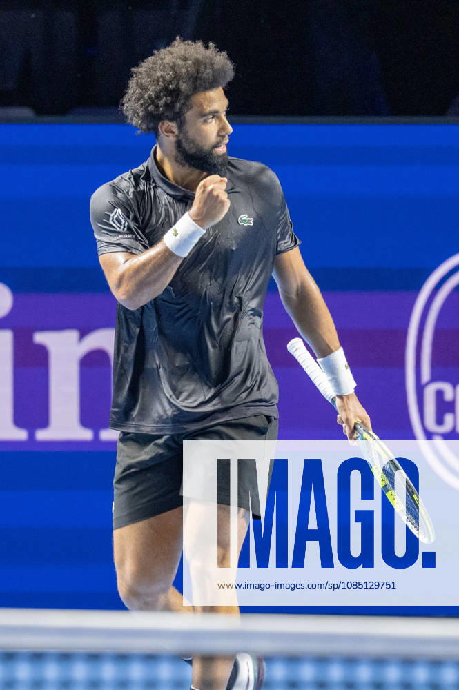 BASEL, SWITZERLAND, OCTOBER 27 — Arthur Fils of France celebrates after winning his match against Giovanni Mpetshi Perricard of France during Day 4 of the Swiss Indoors Basel at St. Jakobshalle on October 27, 2026, in Basel, Switzerland