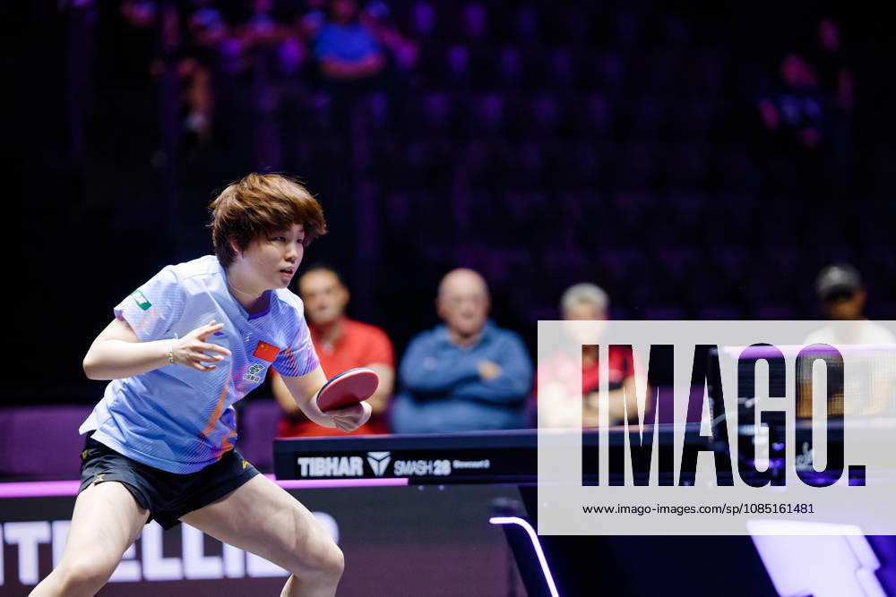 Kuai Man Benjamin ELKAIM MAXPPP - Montpellier 28 10 2026 WTT Champions Montpellier 2026, 16eme de finale, le 28 octobre a la Sud de France Arena. Kuai Man, numero 5 mondiale, en position de jeu lors de sa victoire 3-2 face a -annahursey. Montpellier FRANCE