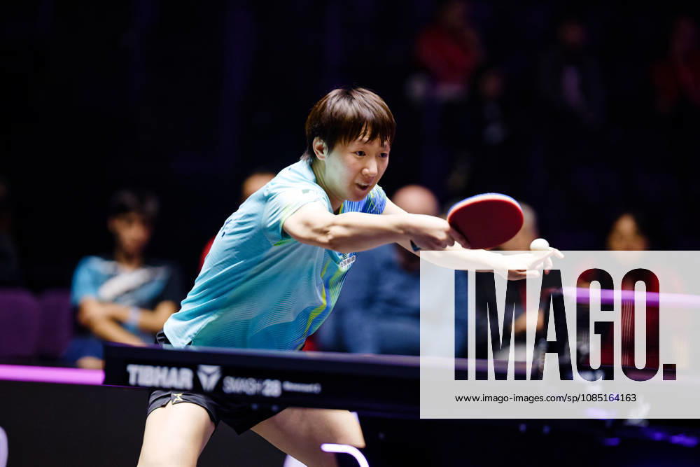 WTT Champions Montpellier Benjamin ELKAIM MAXPPP - Montpellier 28 10 2026 WTT Champions Montpellier 2026, 16eme de finale, le 28 octobre a la Sud de France Arena. Wang Manyu, numero 1 mondiale, execute un revers lors de sa victoire 3-0 face a -hanagoda. Montpellier FRANCE