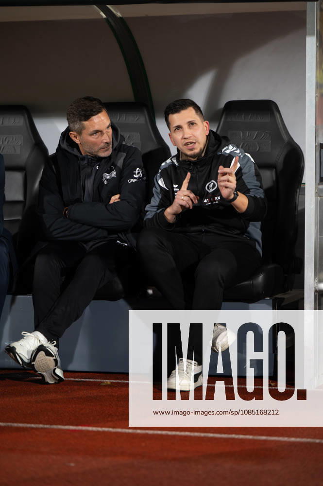 GER, Soccer, DFB Cup, 2nd Round, 2026–2027 Season, Oldenburg, Marschweg Stadium, SSV Jeddelo II vs. Hertha BSC Berlin; before the game: Stefan LEITL, Hertha BSC Berlin head coach, and Burak BAHAR, SSV Jeddeloh II head coach; Oldenburg, Marschweg Stadium, Lower Saxony, Germany
