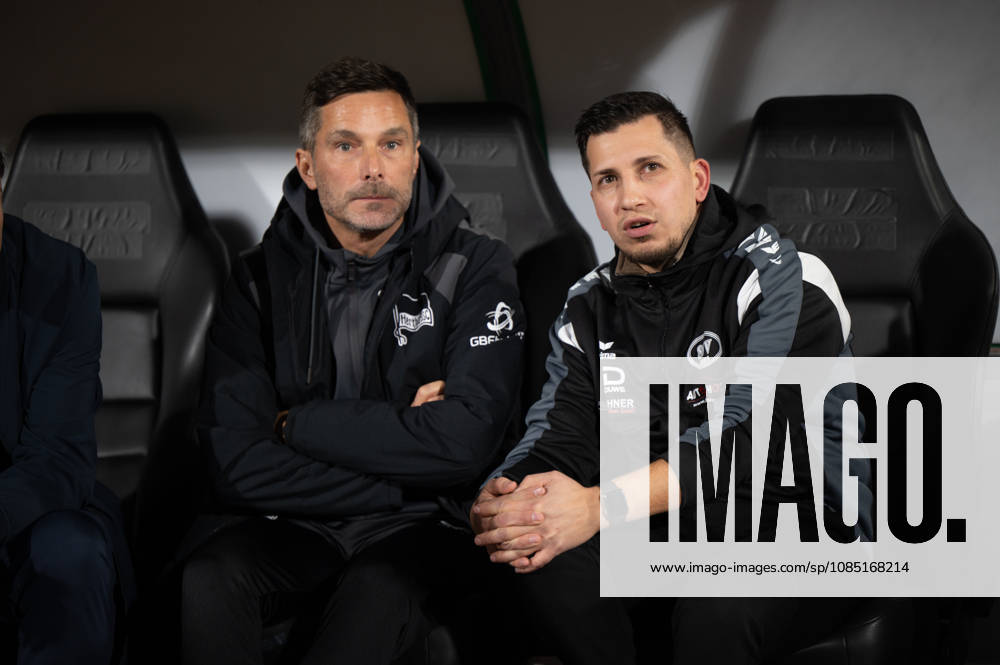 GER, Soccer, DFB Cup, 2nd Round, 2026–2027 Season, Oldenburg, Marschweg Stadium, SSV Jeddelo II vs. Hertha BSC Berlin; before the game: Stefan LEITL, Hertha BSC Berlin head coach, and Burak BAHAR, SSV Jeddeloh II head coach; Oldenburg, Marschweg Stadium, Lower Saxony, Germany