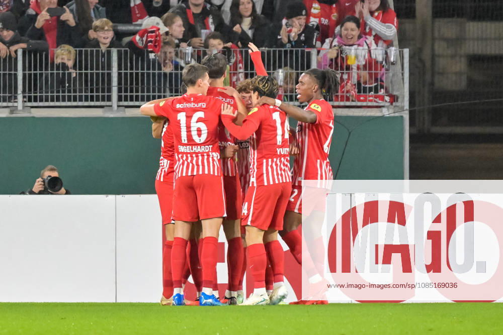 Celebration of the 1-0 goal by Igor Matanovic, SC Freiburg, 31 GER, SC Freiburg vs. VfL Wolfsburg, Soccer, DFB Cup, 2nd Round, 2026–2027 Season, October 28, 2026 DFB regulations prohibit any use of photographs as image sequences and or quasi-video GER, SC Freiburg vs. VfL Wolfsburg, Soccer, DFB Cup, Round 2, 2026–2027 season, October 28, 2026, Freiburg