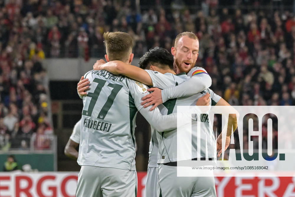 Celebration of the 1-1 goal by Kento Shiogai, VfL Wolfsburg, October 7, Germany, SC Freiburg vs. VfL Wolfsburg, Soccer, DFB Cup, 2nd Round, 2026–2027 Season, October 28, 2026 DFB regulations prohibit any use of photographs as image sequences and or quasi-video GER, SC Freiburg vs. VfL Wolfsburg, Soccer, DFB Cup, Round 2, 2026–2027 season, October 28, 2026, Freiburg