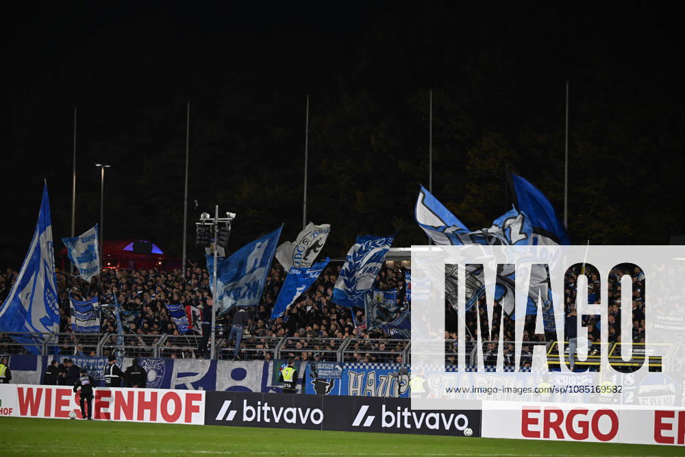 GER, Soccer, DFB Cup, 2nd Round, 2026–2027 Season, Oldenburg, Marschweg Stadium, SSV Jeddelo II vs. Hertha BSC Berlin; Hertha BSC fans at the Marschweg Stadium in Oldenburg, Lower Saxony, Germany