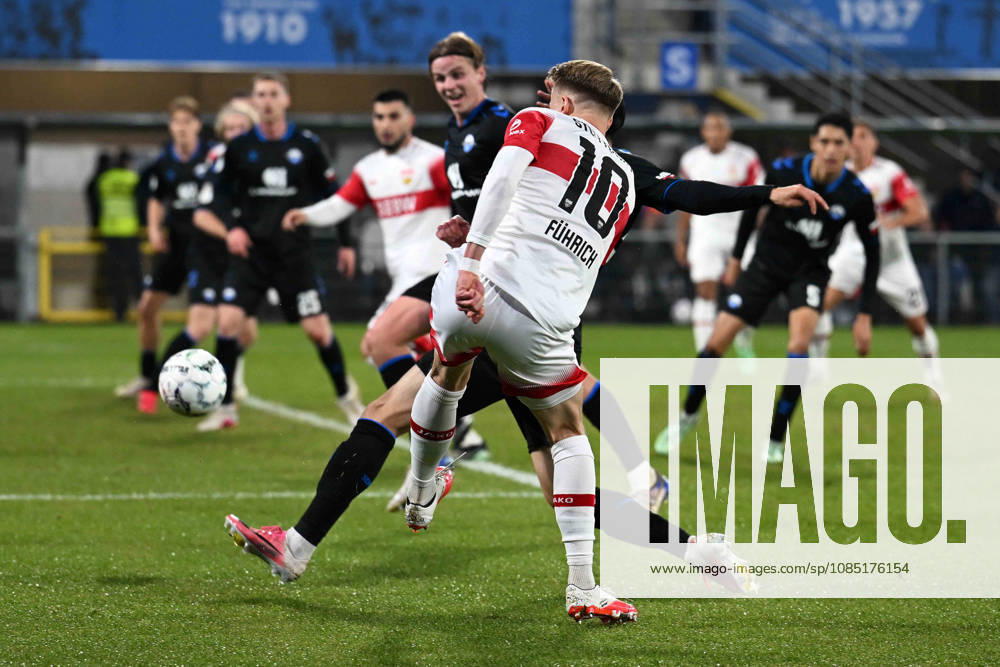 Paderborn, Home Deluxe Arena, October 28, 2026, GER, Men s, DFB Cup, 2nd Round, 2026–2027 Season, SC Paderborn vs. VfB Stuttgart. Photo by Chris FUEHRICH. Stuttgart scores the 0–1 goal off an assist by Deniz UNDAV. Stuttgart. For editorial use only. DFB regulations prohibit any use of photographs as image sequences and or quasi-video. North Rhine-Westphalia, Germany