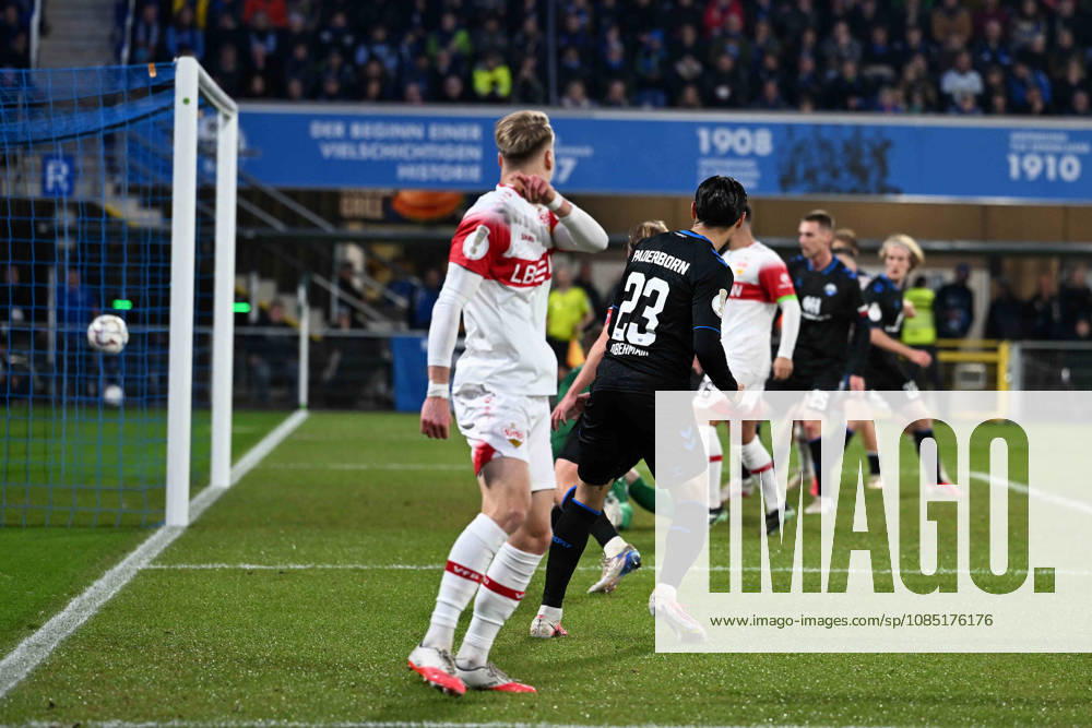Paderborn, Home Deluxe Arena, October 28, 2026, GER, Men s, DFB Cup, 2nd Round, 2026–2027 Season, SC Paderborn vs. VfB Stuttgart. Photo by Deniz UNDAV. Stuttgart scores the goal to make it 0–1. For editorial use only. DFB regulations prohibit any use of photographs as image sequences and or quasi-video. North Rhine-Westphalia, Germany