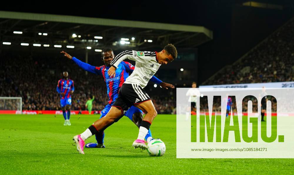 Josh King of Fulham battles with Tyrick Mitchell Fulham v Crystal Palace, EFL Carabao Cup, Football, Craven Cottage, London, UK - 28 Oct 2026London Craven Cottage United Kingdom