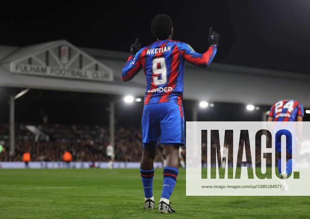 Carabao Cup - Fulham FC v Crystal Palace FC LONDON, ENGLAND - OCTOBER 28: GOAL 1-0, Eddie Nketiah of Crystal Palace goal celebration after scoring a goal to put Crystal Palace 1-0 ahead during the Carabao Cup Last 16 match between Fulham FC v Crystal Palace FC at Craven Cottage Stadium on October 28, 2026 in London, England. (Photo by Daniel Weir) London Craven Cottage Stadium England
