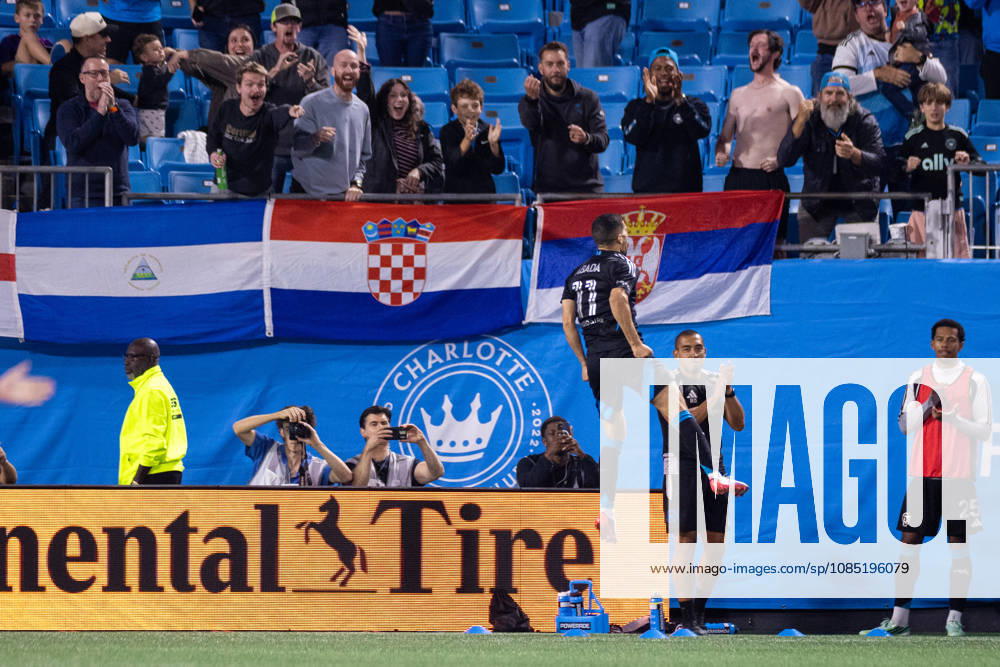 Charlotte FC forward Liel Abada (11) celebrates a goal against the CF Montreal during the second half of the MLS, Fussball Herren, USA match up at Bank of America Stadium in Charlotte, NC. Mandatory Credit: -Cal Media Charlotte United States - ZUMAc04_ 20261028_zma_c04_013