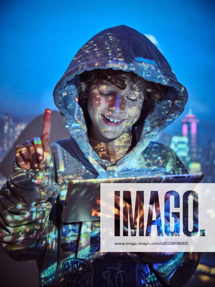 Hacker boy using tablet, Model released