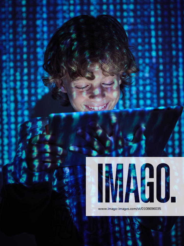 Hacker boy using tablet, Model released