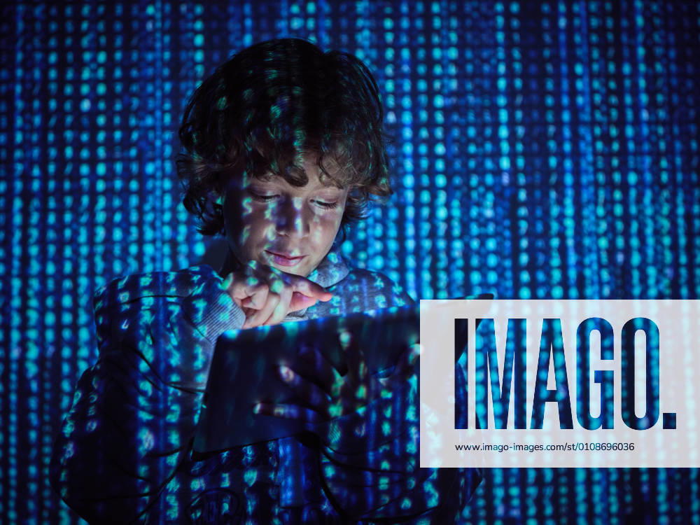 Hacker boy using tablet, Model released