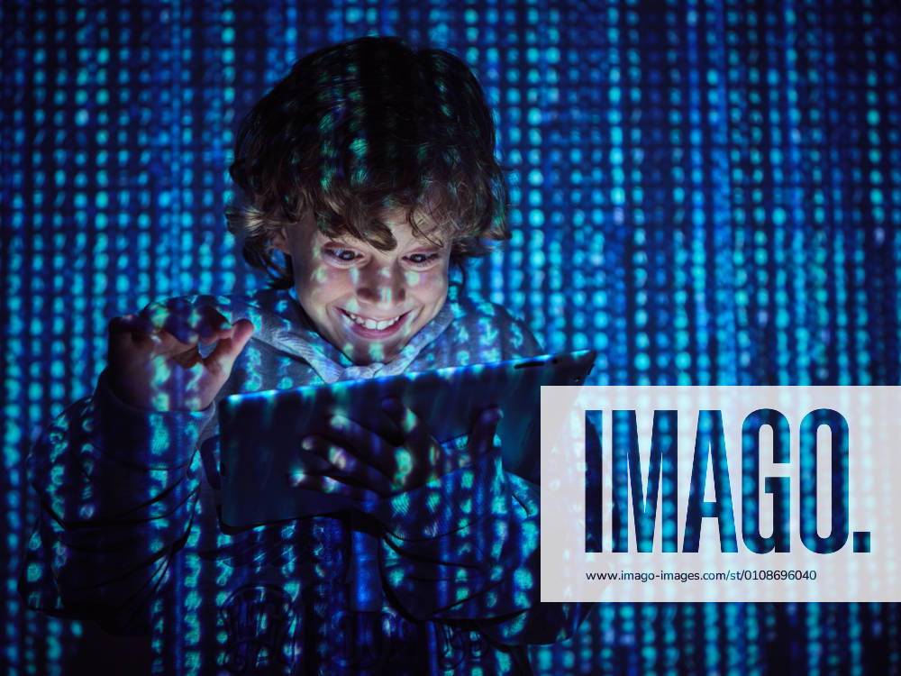 Hacker boy using tablet, Model released