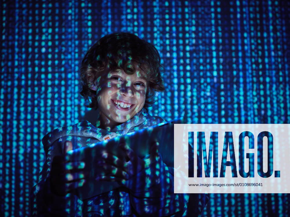 Hacker boy using tablet, Model released