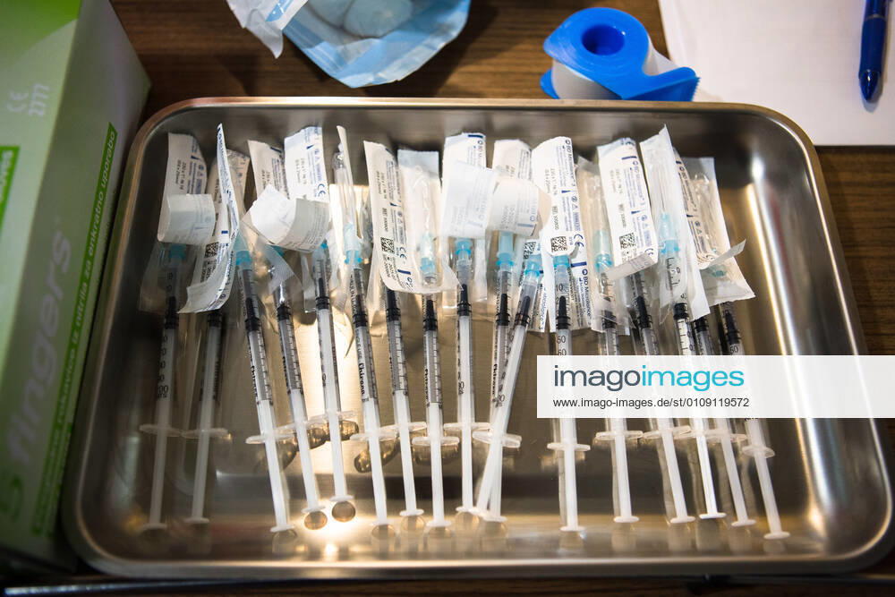 Prepared medical syringes with COVID-19 vaccine seen before use in a nursing home in Kranj, Slovenia. .Voluntary mass vaccination against COVID-19 in Slovenia started in nursing homes across the country. Kranj Slovenia - ZUMAs197 20201227_zaa_s197_034