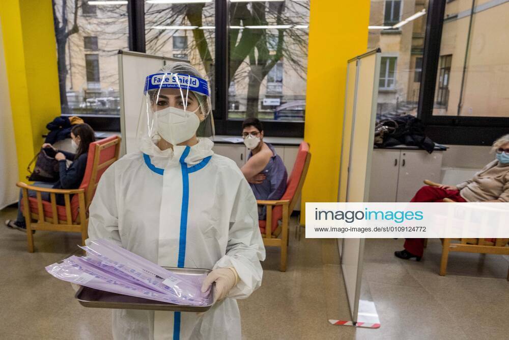 Milan. First doses of Pfizer Biontech anti COVID19 vaccine, administered to the first elderly people subject to greater risks and medical staff at PAT Pio Albergo Trivulzio Editorial Usage Only