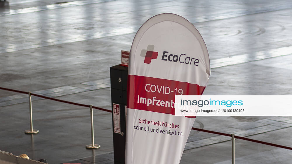 Nuremberg, NuernbergMesse, 27 12 2020, The first Corona vaccinations picture A flag of the company EcoCare