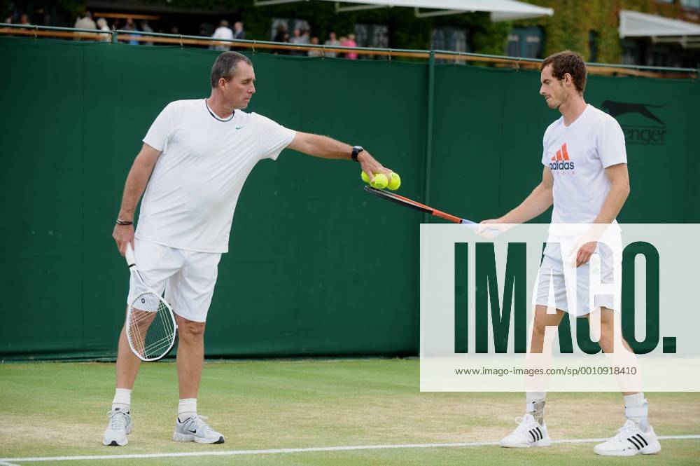 Wimbledon Week 2; Tennis Championships 2012 05 07 2012 Murray training session. Andy Murray training with coach Ivan Lendl