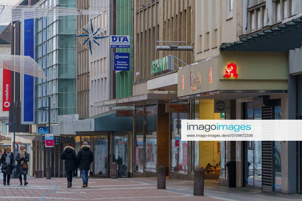 Kiel city centre during Corona Lockdown in January 2021 largely empty streets Kiel city centre during Corona Lockdown in January 2021 largely empty streets , Kiel Schleswig Holstein Germany city centre