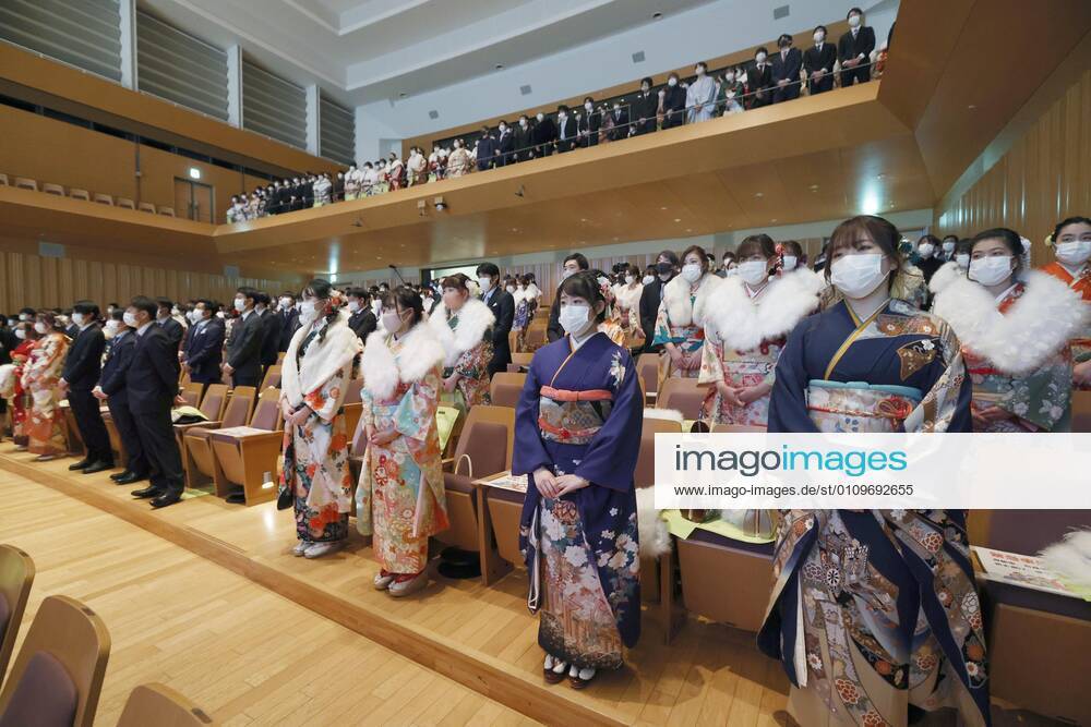 Coming-of-age ceremony under virus state of emergency People maintain social distancing during a coming-of-age ceremony in Tokyo s Suginami Ward on Jan. 11, 2021, as the capital is under a coronavirus state of emergency.