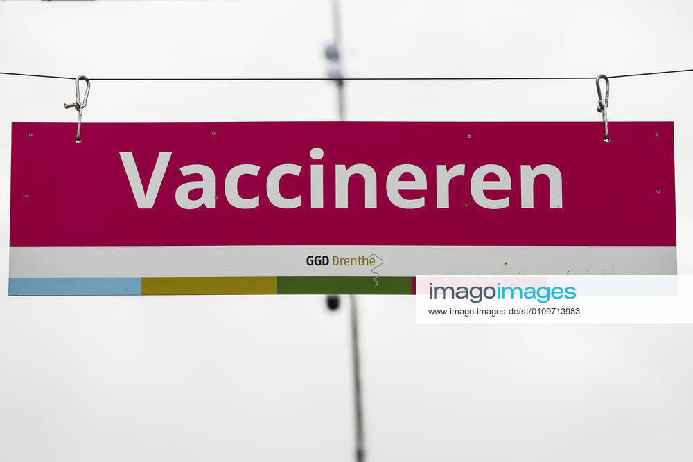 ASSEN A sign with vaccination at the large test and vaccination location on the TT Circuit where healthcare workers can be tested for and vaccinated against the coronavirus The GGD s Joint Health Services in Amsterdam, Drenthe and The Hague have started vaccinating healthcare personnel ANP VINCENT JANNINK