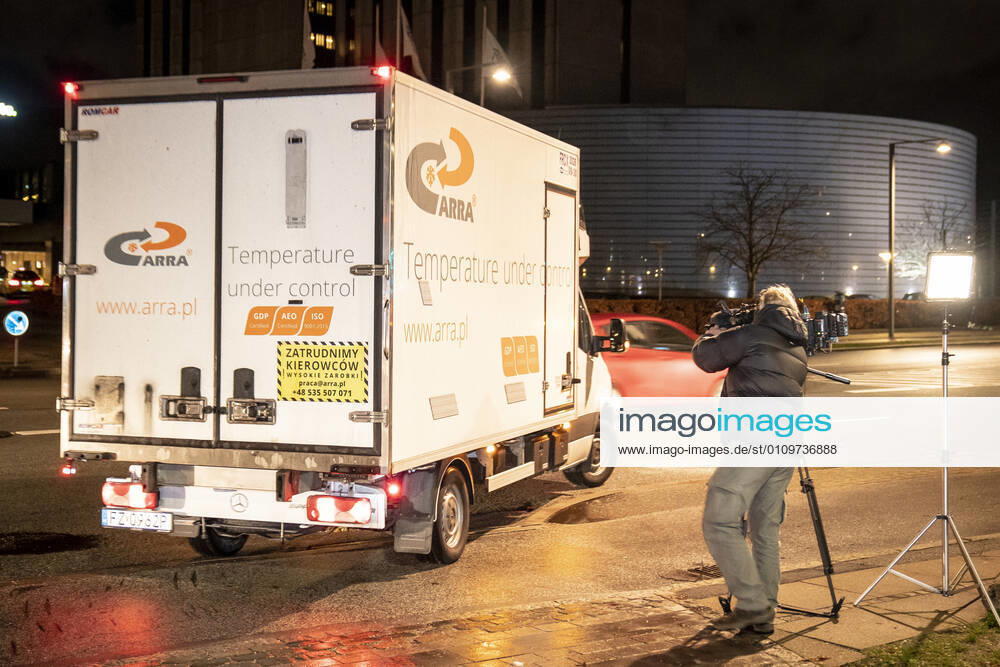 Polish refrigerated truck leaves the Statens Serum Institut after delivering Moderna covid 19 vaccines to SSI in Copenhagen, Tuesday 12 January 2021 There will be 5000 doses that will be used in the Region of Southern Denmark, Copenhagen Denmark