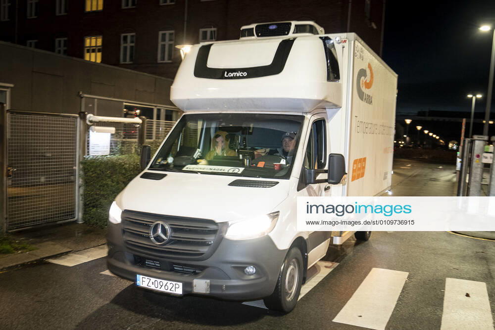 Polish refrigerated truck leaves the Statens Serum Institut after delivering Moderna covid 19 vaccines to SSI in Copenhagen, Tuesday 12 January 2021 There will be 5000 doses that will be used in the Region of Southern Denmark, Copenhagen Denmark