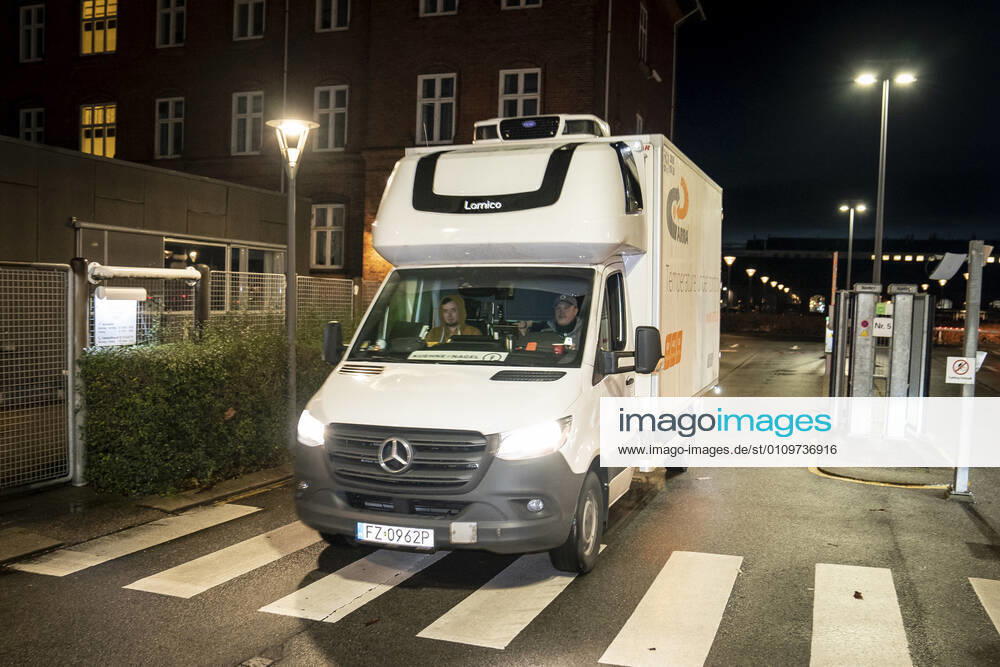 Polish refrigerated truck leaves the Statens Serum Institut after delivering Moderna covid 19 vaccines to SSI in Copenhagen, Tuesday 12 January 2021 There will be 5000 doses that will be used in the Region of Southern Denmark, Copenhagen Denmark