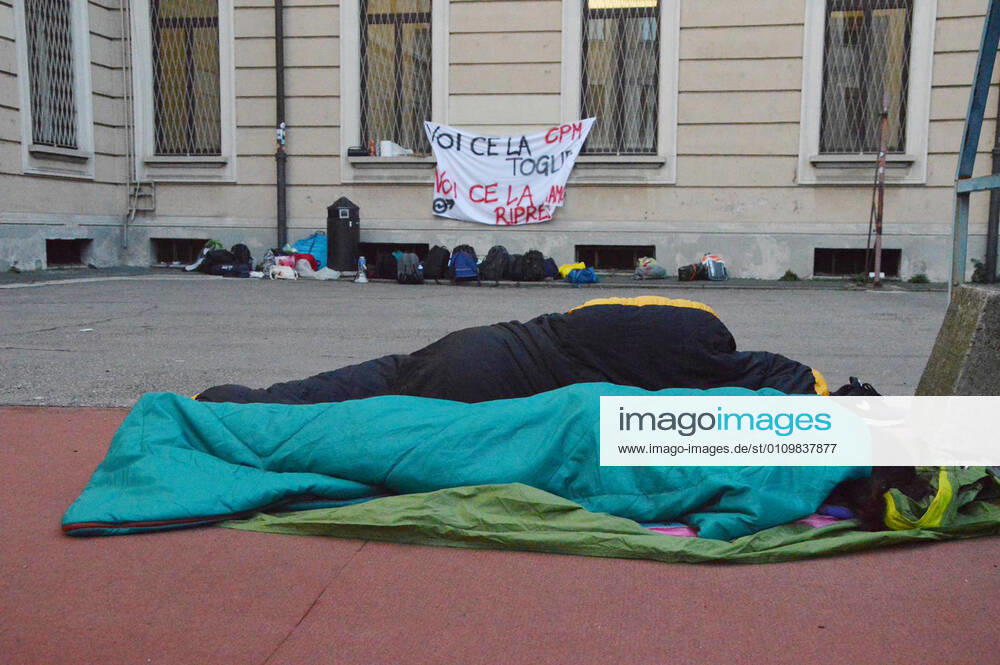 Milan, Liceo Manzoni. High school kids spend the night taking up high school Editorial Usage Only