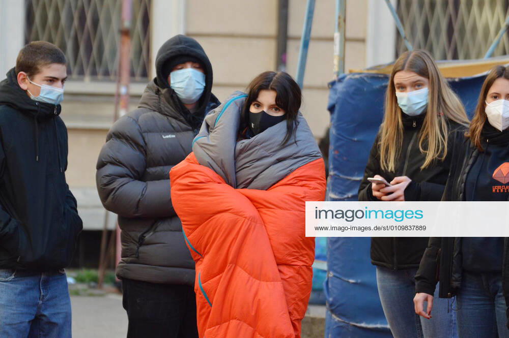 Milan, Liceo Manzoni. High school kids spend the night taking up high school Editorial Usage Only