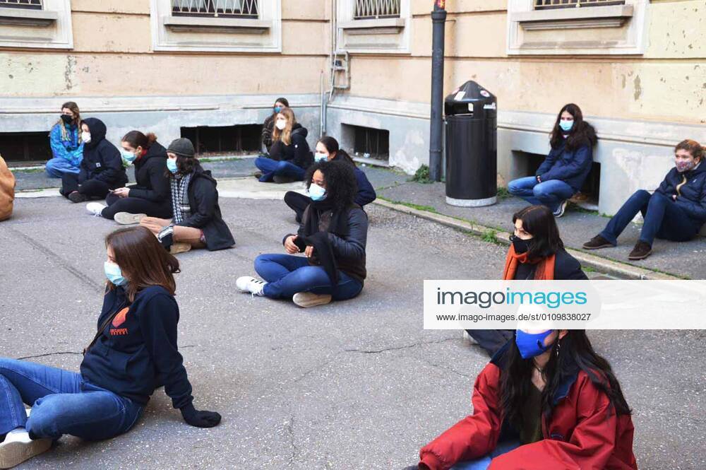 Milan, Liceo Manzoni. High school kids spend the night taking up high school Editorial Usage Only