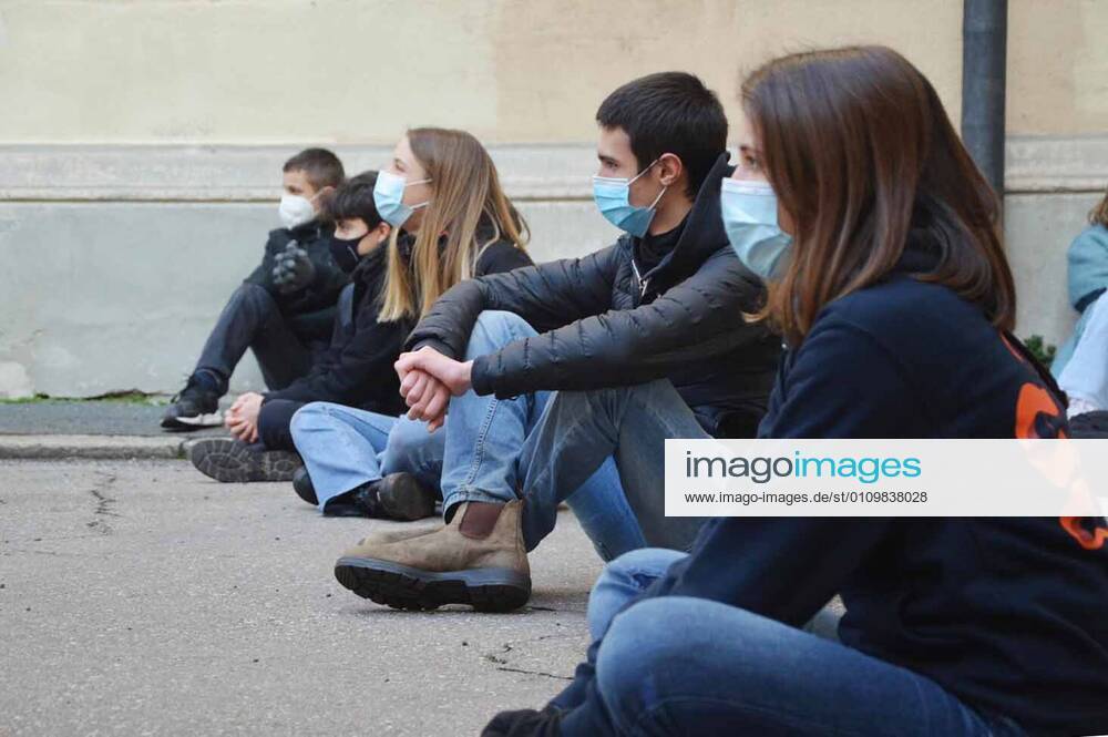Milan, Liceo Manzoni. High school kids spend the night taking up high school Editorial Usage Only
