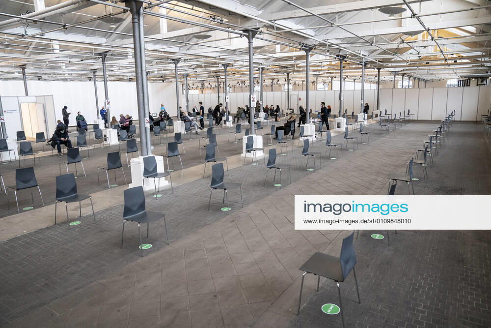 Waiting area in connection with the first vaccine center in the Capital Region opening in OEksnehallen, at Halmtorvet in Copenhagen, Wednesday 13 January 2021, Copenhagen Denmark