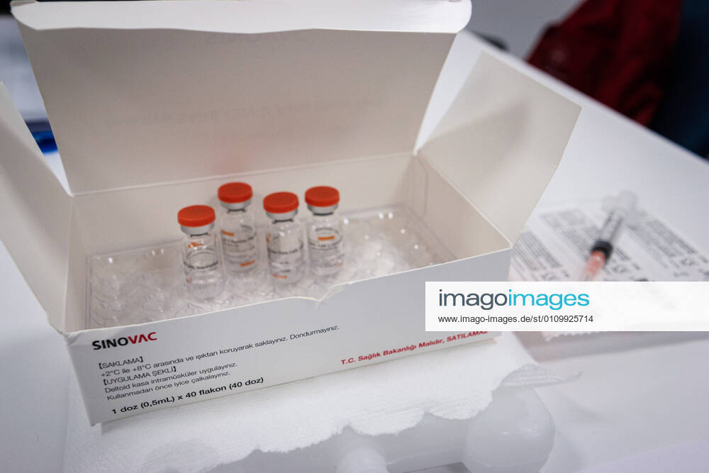 China s Sinovac vaccin vials seen inside their box..China s Sinovac vaccine started to be applied to 81 cities in Turkey. In Ankara City Hospital, the vaccination was applied to the hospital staff first in order to protect them from possible Covid-19 infected patients. Ankara Turkey - ZUMAs197 20210114_zaa_s197_025