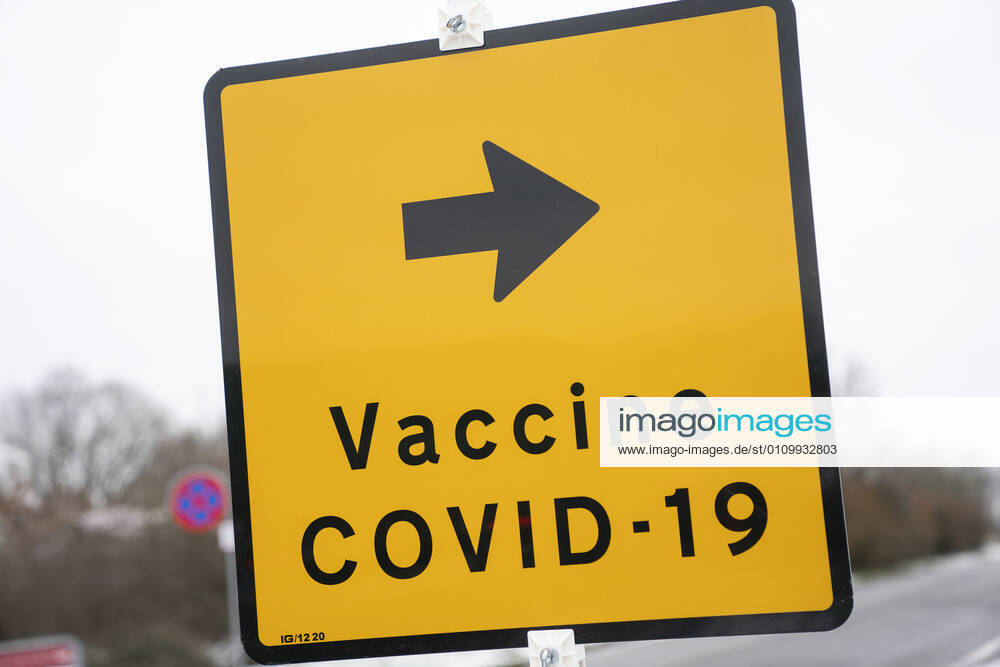First citizen in Denmark will be vaccinated with covid 19 vaccine from Moderna in the vaccination center in Vejle Thursday 14 January 2021 Here a sign outside the vaccination building, Vejle Denmark