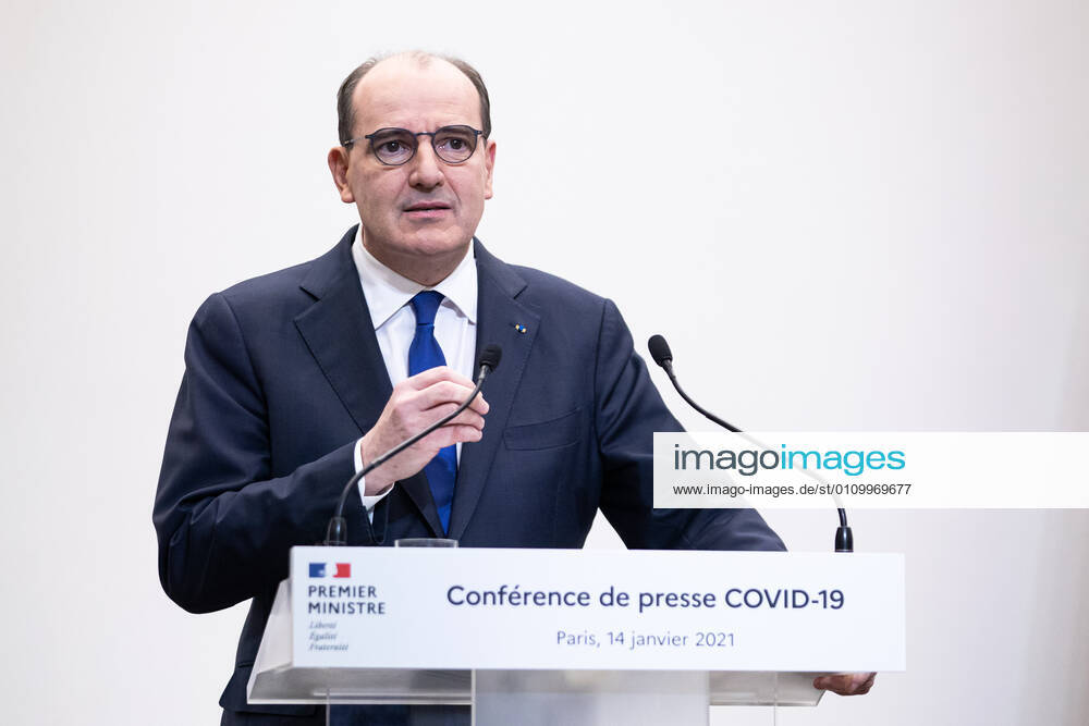 - French Prime Minister Jean Castex addresses a press conference on the current French government strategy for the ongoing coronavirus (Covid-19) epidemic.