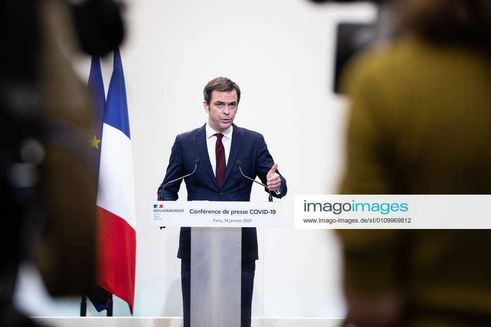 - French Health Minister Olivier Veran speaks during a press conference in Paris on January 14, 2021, on the current French government strategy for the ongoing coronavirus (Covid-19) epidemic.