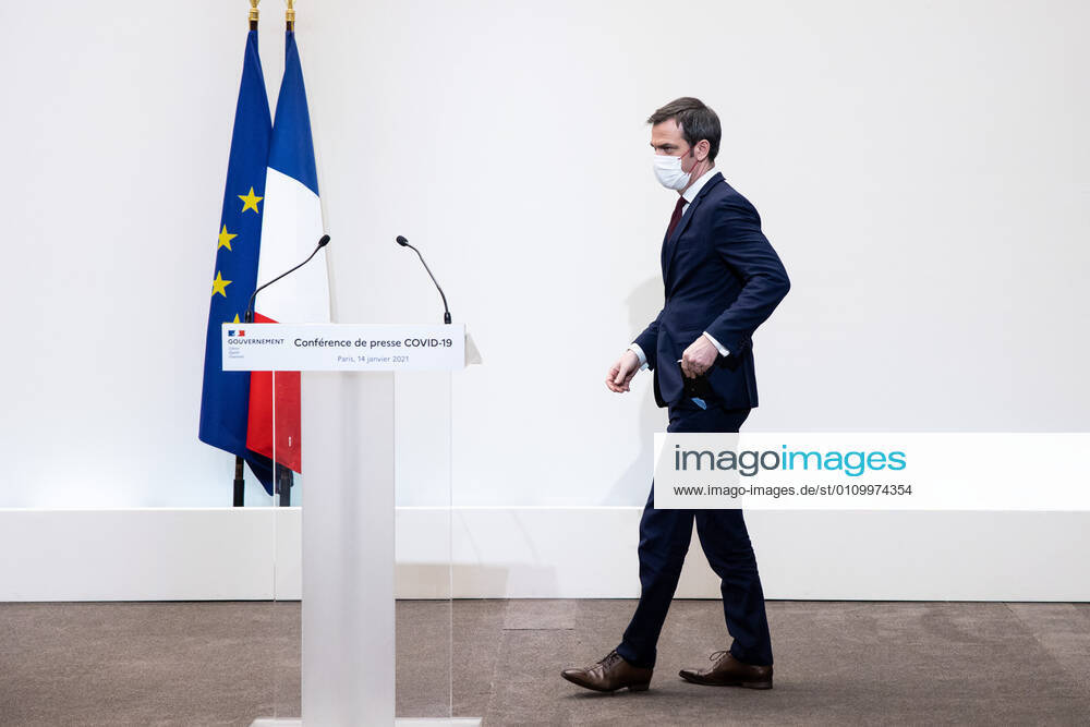 - French Minister for Health Olivier Veran speaks during a press conference in Paris on January 14, 2021, on the current French government strategy for the ongoing coronavirus (Covid-19) epidemic.